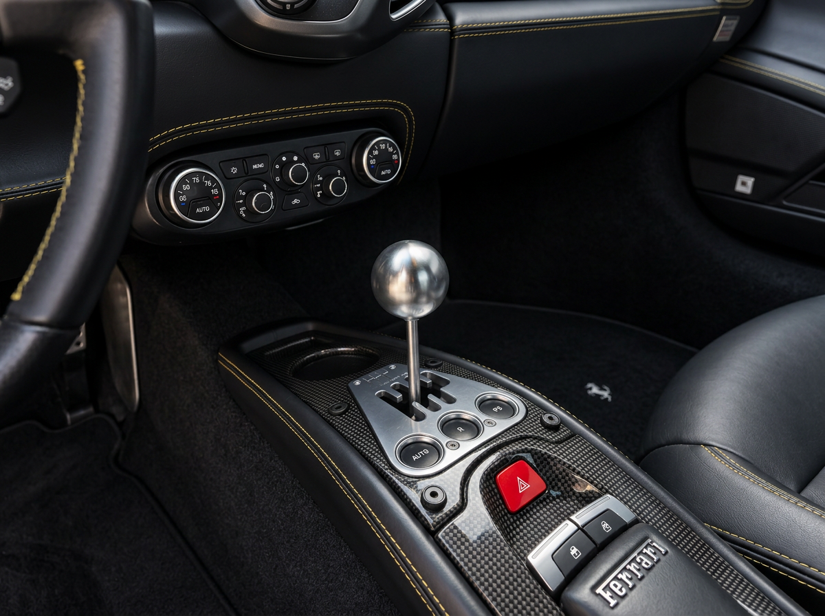 Supercar cockpit with open-gate shifter